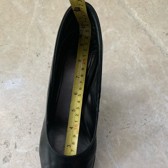 Aquatalia Black shiny Italian leather shoes lightweight platform block heel US10 - Picture 9 of 10